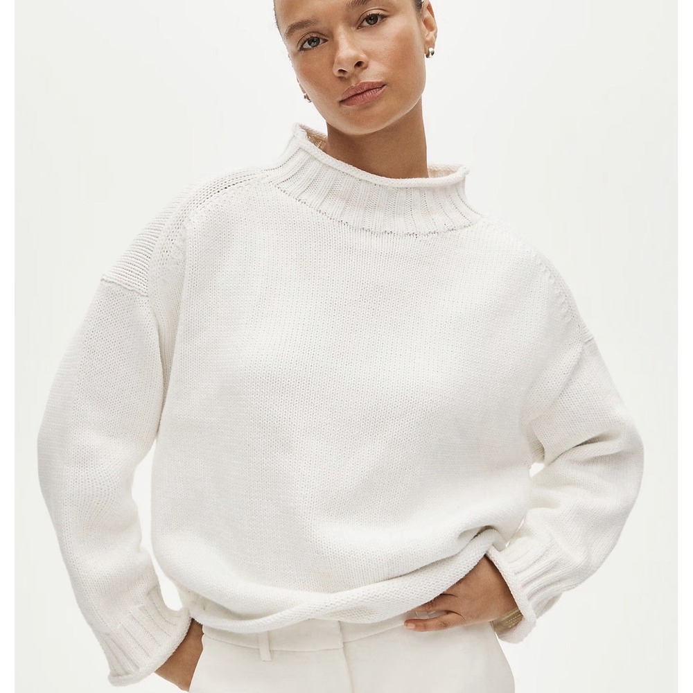 J CREW SIZE XXS 2025 100% Cotton Rollneck™ sweater in Ivory white Cm712